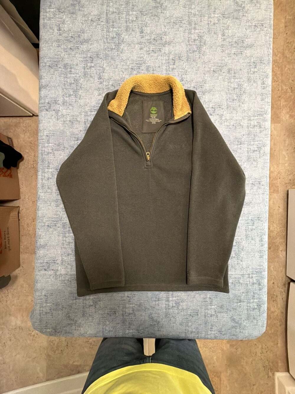 Timberland Men's XL Green Fleece 1/4 Zip Pullover with Sherpa Collar
